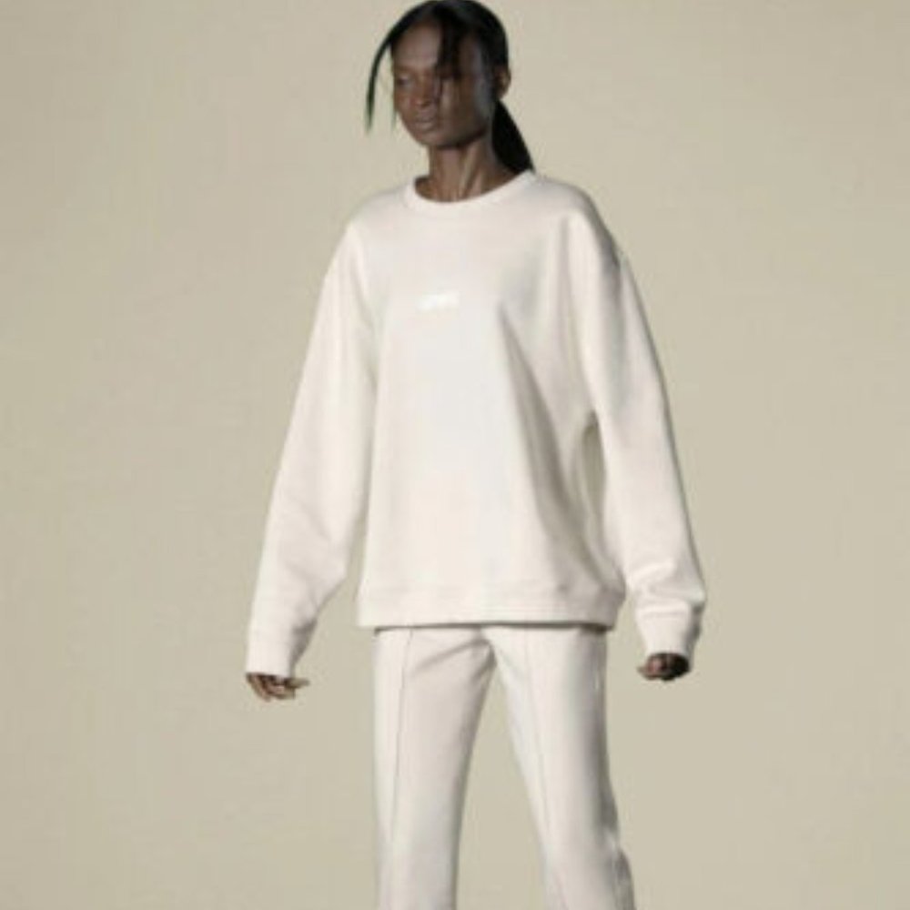 SALLY LAPOINTE Cream Ivory Sweatshirt Sweatpants Set Small NWT - Picture 1 of 6